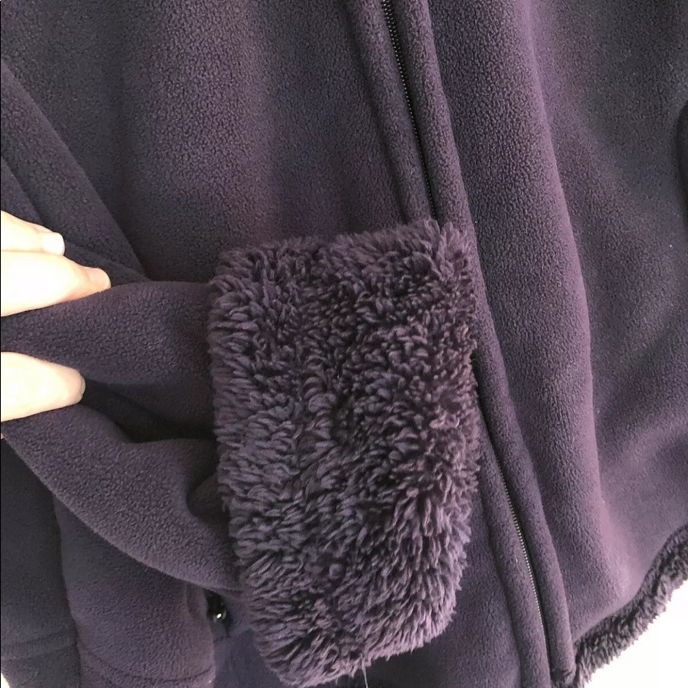 Green Tea fuzzy Sherpa lined zip fleece jacket - Picture 6 of 13
